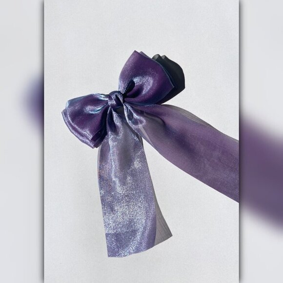 Solar Eclipse Beige Organza Hair Bow Barrette - Picture 6 of 11